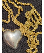 Silver Heart necklace.925 Lower americas,hallmarked.C.1980. - $18.00