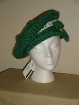 Stunning Green &amp; white Crocheted Hat/ Beret-&quot;Dreaming of Ireland Beret&quot; - £17.61 GBP