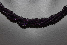  Glass Beads Transparent Purple 36&quot; Necklace Ready To Wear Or Use For Your Craft - £2.75 GBP