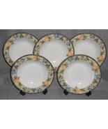 Set (5) Mikasa Intaglio GARDEN HARVEST PATTERN Rimmed Soup Bowls - $727.47 MXN