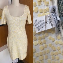 Vintage VIVIENNE TAM Dress white yellow Sz 1 S M square Sequins - £99.22 GBP