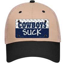 Cowboys Suck Novelty Khaki Mesh License Plate Hat - £21.67 GBP