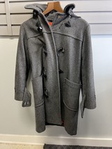 Vintage Wool Toggle Coat WOMENS M gray jacket 70s Plaid Lined winter retro mod - £19.80 GBP