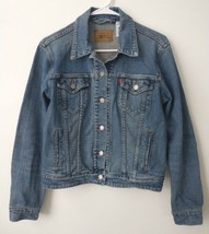 Levis Trucker Cropped Denim Jean Jacket Womens Sz L Blue Cycle - $30.84