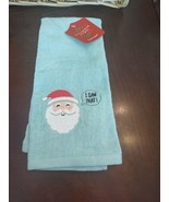 December Home &quot;I Saw That!&quot; Santa Hand Towel Blue - £14.80 GBP