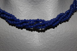  GLASS BEADS OPAQUE BLUE 36&quot; NECKLACE READY TO WEAR OR USE FOR YOUR CRAFT - $3.49