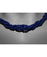  GLASS BEADS OPAQUE BLUE 36&quot; NECKLACE READY TO WEAR OR USE FOR YOUR CRAFT - £2.78 GBP