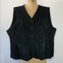 Outbrook Size 3XL Vest Black Suede Leather Button Down Sleeveless Fully ... - $54.88