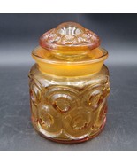 Vintage LE Smith Moon And Stars Amber Brown Glass 5&quot; Small Canister Jar ... - $23.68 CAD