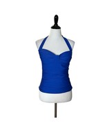 Tommy Bahama Tankini Halter Top Women Size S Blue Ruched Swimwear Beach ... - $420.20 MXN