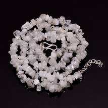 Natural Rainbow Moonstone Gemstone Uncut Beads Necklace 4-13 mm 18-19&quot; UB-7654 - $10.88