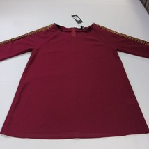 Love & Love LT10707 Women's Red Long Sleeve Shirt Rear Zip Shirt Size Small image 9