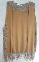 Maurices Womens Medium M Boho Suede Fringe Open Front Vest Hippy Costume Brown - £5.25 GBP