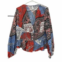 Live for Truth Womens Blouse 1X XL Red Paisley Patchwork - RB - £9.85 GBP