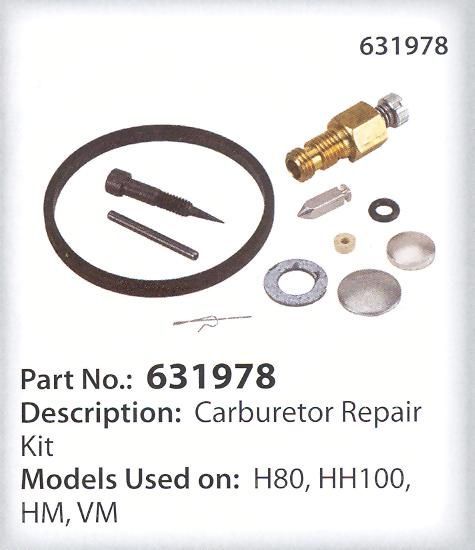 CARBURETOR REPAIR KIT TECUMSEH 631978 ech90 evc100 h22 - $20.99