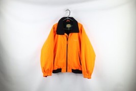 Vtg Cabelas Mens Large Spell Out Soft Cloth Hunting Bomber Jacket Blaze Orange - £46.42 GBP