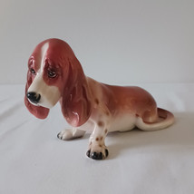 Vintage 1960s Ceramic Dog Figurine Bassett Hound Enesco MIJ Made In Japan - £15.69 GBP