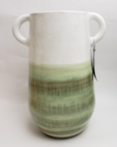 Pier 1 Imports Dry Floral Vase Decorative Large Green Earth Tones Handles 11.75" - $49.45