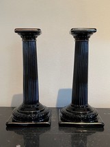 Vintage Cambridge Glass Ebony Doric Column Candlesticks - £139.99 GBP