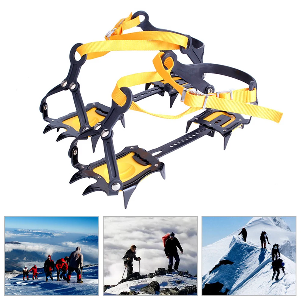 1 Pair Ice Crampons Stainless Steel 10 Teeth Snow Grips Crampons Adjustable with - £25.72 GBP+