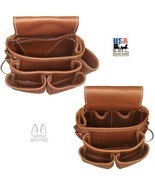 DELUXE LEATHER TOOL POUCHES - Amish Construction Left &amp; Right Work Belt ... - £104.68 GBP+