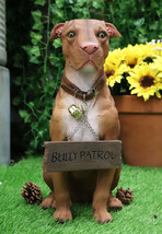 Ebros Lifelike American Pit Bull Pet Dog Statue W/ Jingle Collar And Sign 13&quot; H - £40.89 GBP