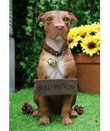 Ebros Lifelike American Pit Bull Pet Dog Statue W/ Jingle Collar And Sig... - $51.99