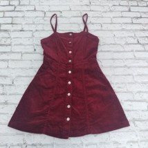 H&amp;M Divided Dress Womens XS Red Sleeveless Buttoned Pockets Corduroy Mini Boho - £15.93 GBP