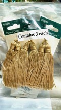 1 Pkg Wrights Home Collection 6 Gold 3&quot; Tassels Decorations Ornaments Craft NIP - £2.82 GBP