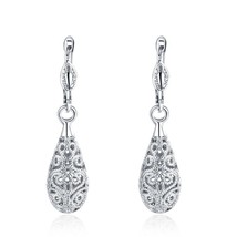 DOTEFFIL 925 Silver/Rose Gold/18K Gold Water Drop Charm Earrings For Women Jewel - £15.31 GBP