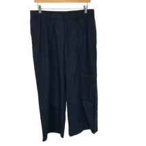 NWT Womens Size Medium J. Jill Navy Blue Linen Blend Wide Leg Cropped Pants - £23.55 GBP