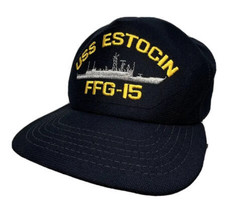 Vintage USS Estocin FFG 15 Guided Missile Frigate US Navy Snapback Hat Cap - £13.44 GBP