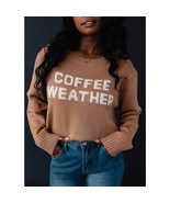 Brown Cream Graphic Coffee Weather Long Sleeve Sweater XL - $1,205.57 MXN
