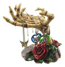 Day of the Dead Skeleton Hand Rose Jewelry Tree Stand Necklaces Rings Ea... - £31.38 GBP