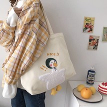  ins duck embroidery canvas tote bag 2020 new soft large shoulder work bags handbag for thumb200