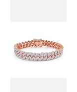 Hombres 14K Oro Rosa FN Real Moissanita Miami Cubano Pulsera de Eslabone... - $1,153.88 CAD