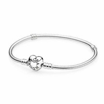 Pandora Moments Silver Bracelet With Heart Clasp in Sterling Silver 590719-17  - £51.91 GBP