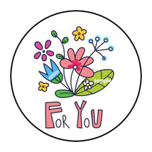 30 For You Floral Bouquet Envelope Seals Labels Stickers 1.5&quot; Round Flowers Love - £5.98 GBP