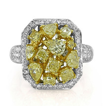 3.01ct Natural Fancy Yellow &amp; White Diamonds Engagement Ring 18K Solid Gold - £5,722.55 GBP
