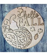 Hello Fall Leopard Pumpkin Wood Door Hanger Blank - $18.00