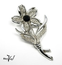 Vintage Sarah Coventry Pin Silver Flower w Rhinestone Signed Marked - He... - £18.74 GBP