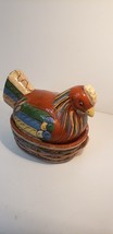 Vintage Tlaquepaque Hen on Nest Mexican Pottery Dish w/Lid Terra Cotta Redware - $40.41