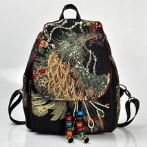 Mbroidered women s canvas backpacks ladies floral rucksacks woman small school back bag thumb200