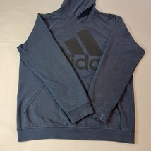 Adidas Men's Blue Cotton Blend Drawstring Pullover Hoodie Sweatshirt Size Large image 13