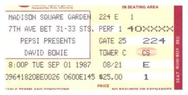 David Bowie Ticket Stub Settembre 1 1987 Madison Quadrato Giardino New York City - £43.18 GBP
