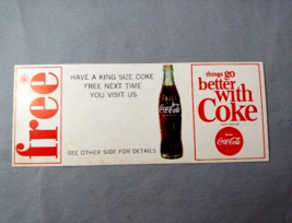 1960s Coca Cola Things Go better with a Free Coke Coupon Advertising - £7.72 GBP
