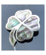 TAXCO VINTAGE 925 STERLING SILVER ABALONE FOUR LEAF CLOVER BROOCH PENDAN... - $86.53 CAD
