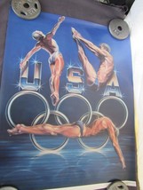 1980&#39;s Olympics Swimming Diving Poster 25&quot; Wide Sheila Wolk - £79.58 GBP