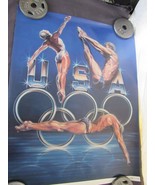 1980&#39;s Olympics Swimming Diving Poster 25&quot; Wide Sheila Wolk - €85,95 EUR