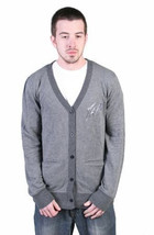 Tavik Mens Charcoal Gray Striped Roger Light Weight Cotton Cardigan Swea... - $21.46